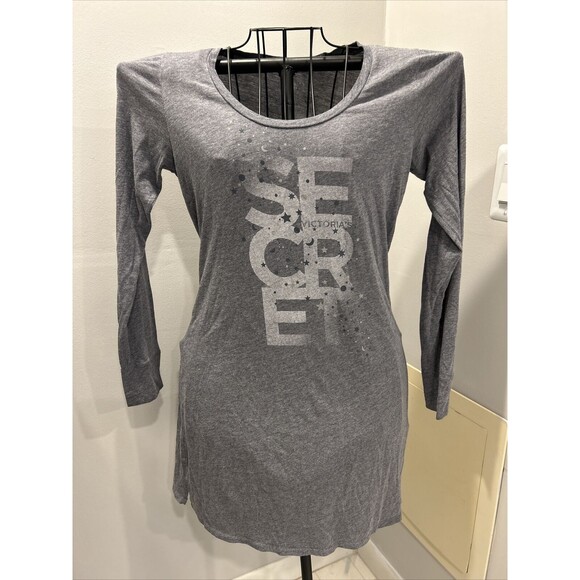 Victoria’s Secret VS Night Gown Shirt Henley Heathered Gray Size Medium - Picture 1 of 5